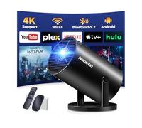 Proyector Portátil 4K y Full HD 1080P, Mini Proyector con WiFi 6 y Bluetooth 5.2, con Enfoque Automático y Corrección Automática Trapezoidal & 270 ° Rotación, Compatible con HDMI/USB/Laptop (Negro)