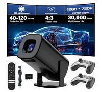 Proyector Portatil Full HD 720P con Android 14, WiFi Bluetooth, 200 ANSI, Compatible con 36000+ Juego 14 Emuladore, Corrección Trapezoidal, Giro 180° Mini Proyector para Cine En Casa (U1,Negro)