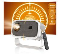 Proyector Portatil 【Rotación de 360°+3 Segundos Enfoque Eléctrico +Auto ±45°Corrección】 Jimveo Mini Proyector 21000L 1080P HD Proyector 4K Soporte Wifi6 Bidireccional Bluetooth Zoom 75% Cine en Casa