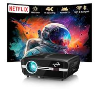 Proyector Ultra HD 4K con aplicaciones WiFi Bluetooth, proyectores LED Smart TV 4K de cine en casa HDMI USB 1000ANSI Proyector diurno para techo, películas, interiores, recámara, enfoque manual