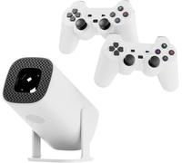 Proyector y Juego P30 MAX + 2 Controladores inalámbricos, proyector Inteligente para Juegos P30 MAX con Aplicaciones y Juegos Integrados, Mini proyector portátil con WiFi y Bluetooth, proyector de