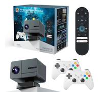 Proyector y juego P50, proyector inteligente retro 4K 1280 x 1080P 35000 juegos integrados, videojuego portátil con 2 controladores inalámbricos, WiFi 5G, Bluetooth, HDMI, Android 12, cine en casa