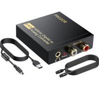 PROZOR 192kHz DAC Convertidor Digital a Analógico con Ajuste de Volumen Optico SPDIF Toslink Coaxial a Estéreo RCA L/R Jack de 3,5 mm Soporta LPCM 2.0 para HDTV PS4 DVD Altavoces Auriculares