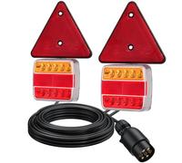 PROZOR 2PCS Luz Trasera para Remolque Magnético 18 LED Lámpara Trasera Ámbar IP65 con Cableado 7.5m Piloto Trasero con Reflector Triangular y Homologado Impermeable para Remolque Camión Caravana 12V
