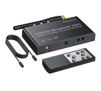 PROZOR Convertidor Audio Optico Coaxial a RCA con Receptor Bluetooth 5.0 192 kHz DAC Digital a Analógico L/R y Jack 3.5 mm con Mando Compatible con HDTV, PS4, HD DVD, Blu-ray,Amp,Auriculares
