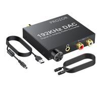 PROZOR DAC Convertidor Digital a Analógico 192kHz Adaptador Coaxial Óptico a RCA 3.5mm Jack Control de Volumen Conversor Audio Digital para HDTV PS3 PS4 DVD BLU-Ray Amplificador AV