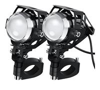 PROZOR Faros Delanteras de Motocicleta con Interruptor y Fusible 15W 3000LM Faros Auxiliares Antiniebla Moto 2PCS 3 Modos CREE U5 Foco LED Faro Auxiliares para Motocicleta