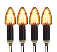 PROZOR Intermitentes Moto LED 15 LEDs Homologados E-Mark E24 Luces Direccionales Ámbar Universales 12V Impermeables IP65 Indicadores de Giro con Brazo Flexible Largo Compatible M10 Motocicleta