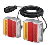 PROZOR Luz Trasera para Remolque Magnético 18 LED 12V Lámpara Trasera Ámbar con Cableado 7.5m Enchufe de 7 Pines Piloto Trasero Homologado E11 Impermeable IP65 para Remolque Camión Caravana 2 Piezas