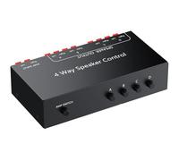 PROZOR Selector Altavoces 4 Zonas Audio Splitter 1 Entrada 4 Salidas Speaker Switch Box 150W por Canal Conmutador A B C D con Interruptor General Distribuidor Audio Multiroom Pasivo para Amplificador