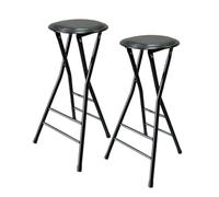 PRPRP Banco de Silla Plegable, taburetes de Bar Plegables sin Respaldo de 24 Pulgadas for Adultos, Juego de 2, Ideal for Fiestas, hogar, Oficina, Cocina, sillas Altas Plegables Negras(Set of 2)