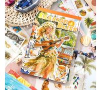 PRSTINCOL Libro de calcomanías de playa de verano, 50 hojas, libro de calcomanías vintage del océano para diario, álbumes de recortes, calcomanías estéticas de surf de 8.3 x 5.5 pulgadas para