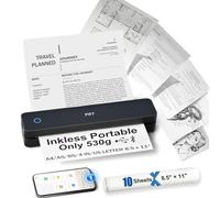 PRT Impresora portátil sin tinta para viajes, impresora térmica inalámbrica compatible con 8.5 x 11 pulgadas, letra de EE. UU. A4 B5, impresoras móviles Bluetooth con iOS, Android, laptop para uso