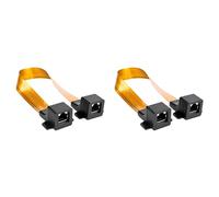 Prterver 2X Cable Plano CAT6 Cat5 RJ45 con Conector F Hembra para Red e Internet, Cable de Puente para Puerta/Ventana de Casa o Coche, 30 Cm.