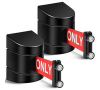 Prterver Barrera de Cinturón Retráctil de Montaje en Pared Magnético de 16,4 Pies, Cinturón de Acceso Autorizado Únicamente con Caja de ABS, Barreras de Seguridad de Cuerda, 2 Piezas