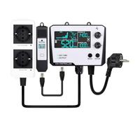 Prterver Controlador de Dióxido de Carbono Sonda Dividida de Doble Canal Monitor de CO2 Válvula Reductora de Presión de CO2 para Invernadero Enchufe UE C