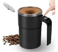 Prterver de Café Eléctrica con Termómetro LCD Incorporado 380ML/13OZ Auto-Revolvente Recargable de Acero Inoxidable 304 para Preparar Café, Leche, Cacao.