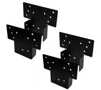 Prterver Juego de 4 Soportes para Pérgola, Soportes en T de 3 Vías para Postes de Madera de 10 X 10 cm, Acero Resistente para Cenadores, Patios y Pérgolas, Color Negro.