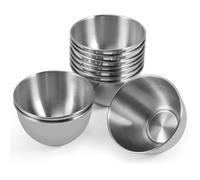 Prterver Paquete de 10 Platos para Salsa de Acero Inoxidable de 3,3 Pulgadas, Platillos Individuales, Redondos para Condimentos, Cuenco para Salsa de Sushi, Plateado