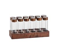 Prterver Tubos de Almacenamiento de Granos de Café de Dosis úNica de Granos de Café Expositor de Madera y Embudo Accesorios para Espresso