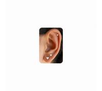 PRTGL Pendientes de Base Plana - Chapados en Oro de Blanco 14k de Pendientes Cartílago Con Diseño de Corazón y Circonitas Cúbicas Engastadas Para Mujer
