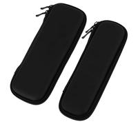 Pruadeor 2 estuches pequeños de EVA para hombre y mujer, estuche rígido para bolígrafos, impermeable, negro, con cremallera, accesorios de viaje en 2 tamaños