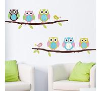 Prudente Búho en la rama erizo y ardilla - decoración en la pared. Decoración para la habitación de un niño. Etiqueta de la pared Búho en la rama erizo y ardilla. Mural de pared