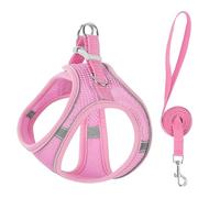 Prueba de Gato Escape Pise el Chaleco con Fijación Cuello Doble y Pecho Arnés Reflectante Malla Ajustable para Caminar a Aire Libre Segura Pink m