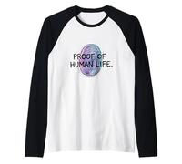 Prueba de Vida Humana Identidad de Huellas Dactilares Glitch Graphic Camiseta Manga Raglan