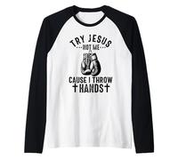 Prueba Jesús No Yo Causa Lanzamiento Manos Cristiano Boxeo MMA Camiseta Manga Raglan