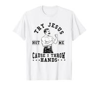 Prueba Jesus Not Me Cause I Throw Hands Christian Boxer Boxing Camiseta
