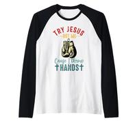 Prueba Jesus Not Me Cause I Throw Hands Christian Boxer Boxing Camiseta Manga Raglan