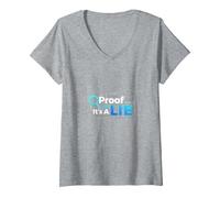Prueba o Mentira Datos Humor Friki Código Binario Verificación de Hechos Camiseta Cuello V, Mujer, Gris Jaspeado, S