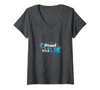 Prueba o Mentira Datos Humor Friki Código Binario Verificación de Hechos Camiseta Cuello V, Mujer, Jaspeado Oscuro, L