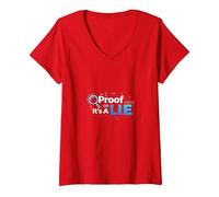 Prueba o Mentira Datos Humor Friki Código Binario Verificación de Hechos Camiseta Cuello V, Mujer, Rojo, XXL