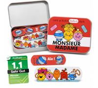 [ Prueba SEHR GUT, Nota 1.1 *] Mr. Men Little Miss Patrouille Apósitos para niños - Caja metálica - 24 apósitos - Diseño bonito - Caja de almacenamiento para apósitos de niños