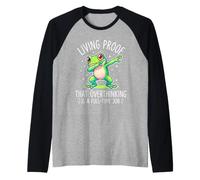 Prueba Viviente de Que Pensar Demasiado es un Trabajo de Tiempo Completo Rana Divertida Camiseta Manga Raglan