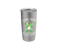 Prueba viviente de que pensar demasiado es un trabajo de tiempo completo Rana divertida Vaso térmico de acero inoxidable de doble pared