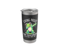 Prueba viviente de que pensar demasiado es un trabajo de tiempo completo Rana divertida Vaso térmico de acero inoxidable de doble pared