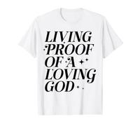 Prueba Viviente de un Dios Amoroso perdona a Jesús salvó a los Hombres Mujeres Camiseta gráfica económica, Hombre, Blanco, S