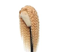 Pruiken Peluca pre desplumada de cabello humano con frente encaje 13x6 rizado rubio miel for mujeres voor dagelijkse feest(36inches)