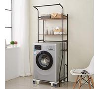 PRUJOY Marcos de Almacenamiento para Lavadora sobre Inodoro,Estante de Torre de baño,Estante para Lavabo Ajustable,Estante para Lavabo de Acero y Madera (160Cm)