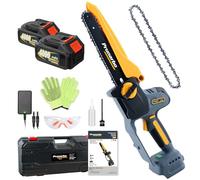 Prunarbo Mini motosierra inalámbrica de 8 pulgadas con 2 motores sin escobillas de 4.0 Ah alimentados por batería, sierras eléctricas cortadas de árbol de madera, compatible con batería Makita de 18 V