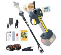 Prunarbo Tijera de podar telescópica 2 en 1 con batería, 50 mm, Tijera de podar eléctrica con batería de 2 x 4Ah, sin escobillas, pantalla LCD, Tijera de podar eléctrica Compatible con baterías Makita