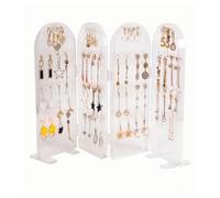 PRUNIG Joyero Organizador de Joyas Transparente, Expositor de Pendientes y Collares con 4 Paneles Plegables, Soporte para Joyas de Gran Capacidad para 240 Agujeros