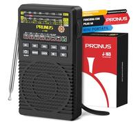 Prunus J-165 FM/Am/SW Transistor Radio Pilas, Radio Portatil Pequeña con Preajuste Manuales 1-5, Excelente Recepción, Temporizador de Sueño, Radios de Bolsillo con Clip Trasero para Caminar, Viajar.