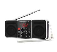 PRUNUS J-288 Radio Portatil Pequeña FM Am con Altavoz estéreo Bluetooth, Radio Digital Portatil, Bateria Recargable, Temporizador de Apagado, estación de Bloqueo, USB/TF/AUX Reproductor de MP3-Negro.
