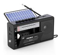 PRUNUS J-360 Reproductor Cassette con Bluetooth, Am/FM Radio Solar y Recargable, Radio Cassette Player con Toma de Auriculares, Reproductor de TF/USB.