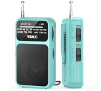 PRUNUS J-555 Am/FM Radio Portatil Pequeña Recargable, Carga USB-C, Radios Pequeña Pilas, con Toma de Auriculares, Transistor Radio de Bolsillo con Clip y cordón para Correr, Acampar. (Azul)