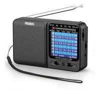 PRUNUS J-711 Am/SW/FM Radio Portatil Pequeña Recargable, Transistor Radio Pilas AA y Carga USB-C, Excelente Recepción, con Toma de Auriculares, Radios Bolsillo con Cordón para Caminar, Viajar.(Negro)